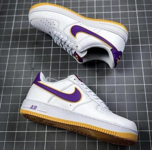 Nike Air Force Branco Roxo Amarelo