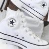 Converse All Star Bota Branco Plataforma Lona Converse All Star Bota Branco Plataforma Lona