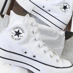 Converse All Star Bota Branco Plataforma Lona