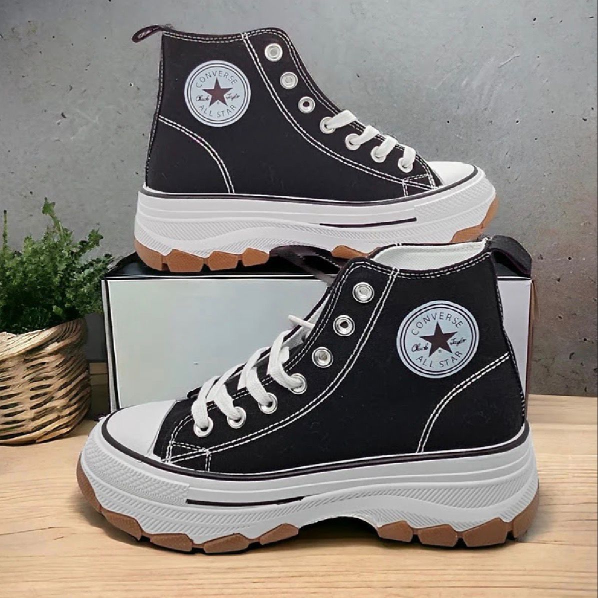 Converse All Star Bota Preta Plataforma Lona Converse All Star Bota Preta Plataforma Lona