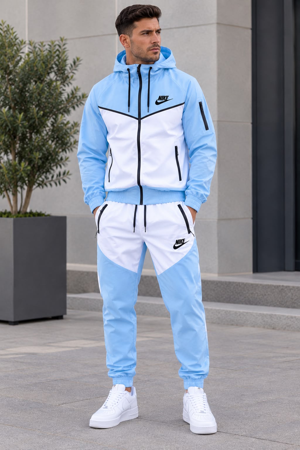 Fato de Treino Nike Azul Bebé com Branco Fato de Treino Nike Azul Bebé com Branco